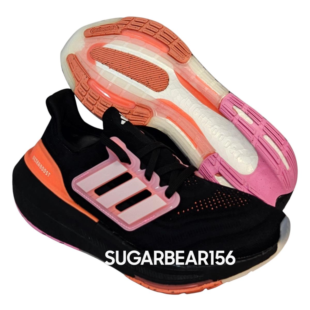 Adidas Womens 8.5 Ultraboost Light Shoes Black/white Tint/beam Pink HQ8599 - Black/White Tint/Beam Pink