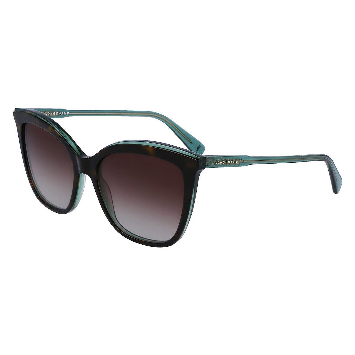 Longchamp LO729S Sunglasses Women Havana/green Cat Eye 55mm