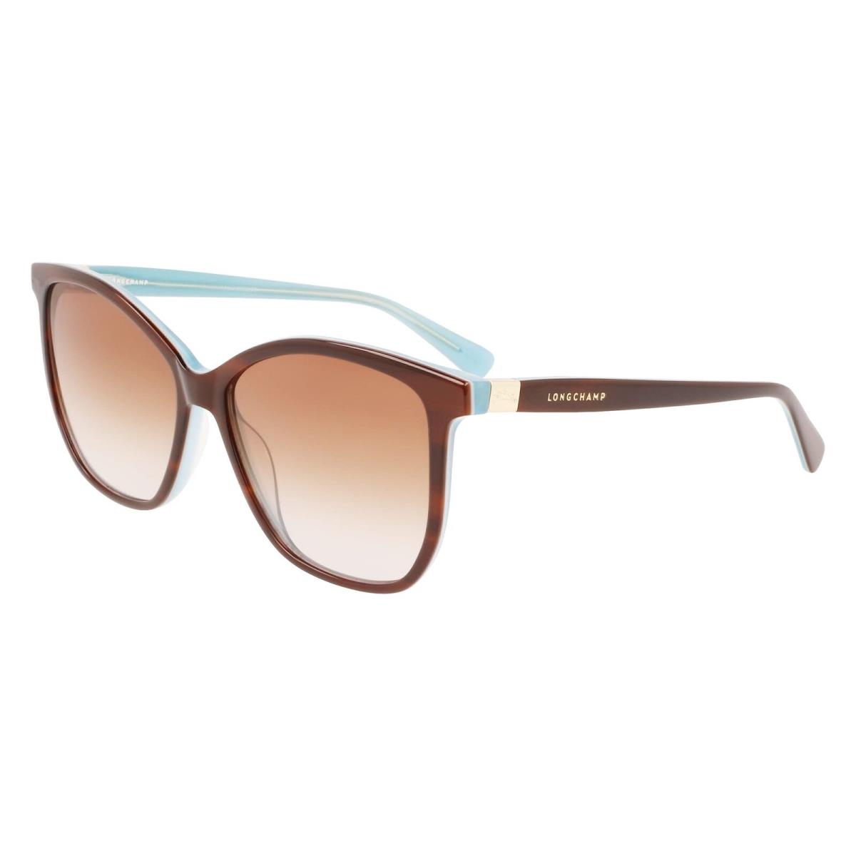 Longchamp LO-708S 220 Havana Azure Sunglasses with Brown Gradient Lenses