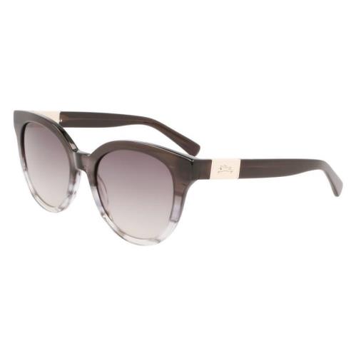 Longchamp LO-697S 012 Striped Black Gradient Sunglasses with Grey Lenses