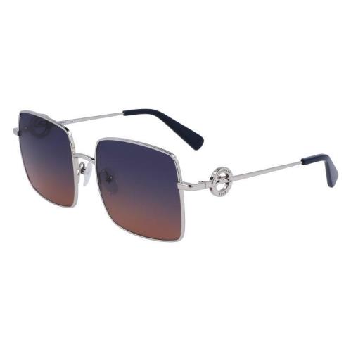 Longchamp LO-162S 719 Silver Sunglasses with Petrol Brown Lenses