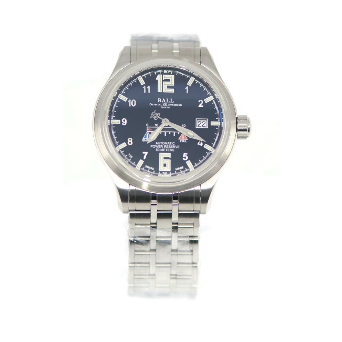 Ball Trainsmaster Power Glow Stainless Steel Watch NM1056D-SAJ-BK