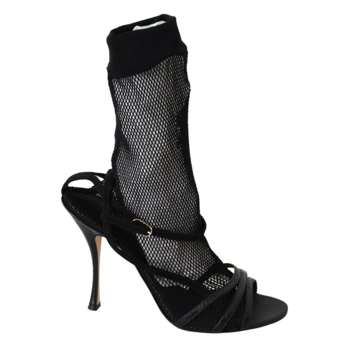 Dolce Gabbana Black Suede Short Boots Sandals Shoes