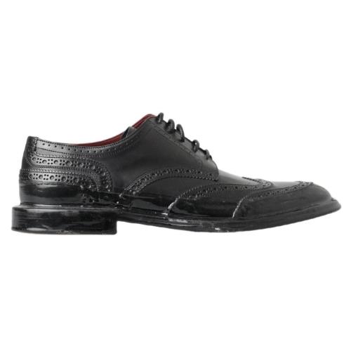 Dolce Gabbana Black Leather Oxford Wingtip Formal Derby Shoes