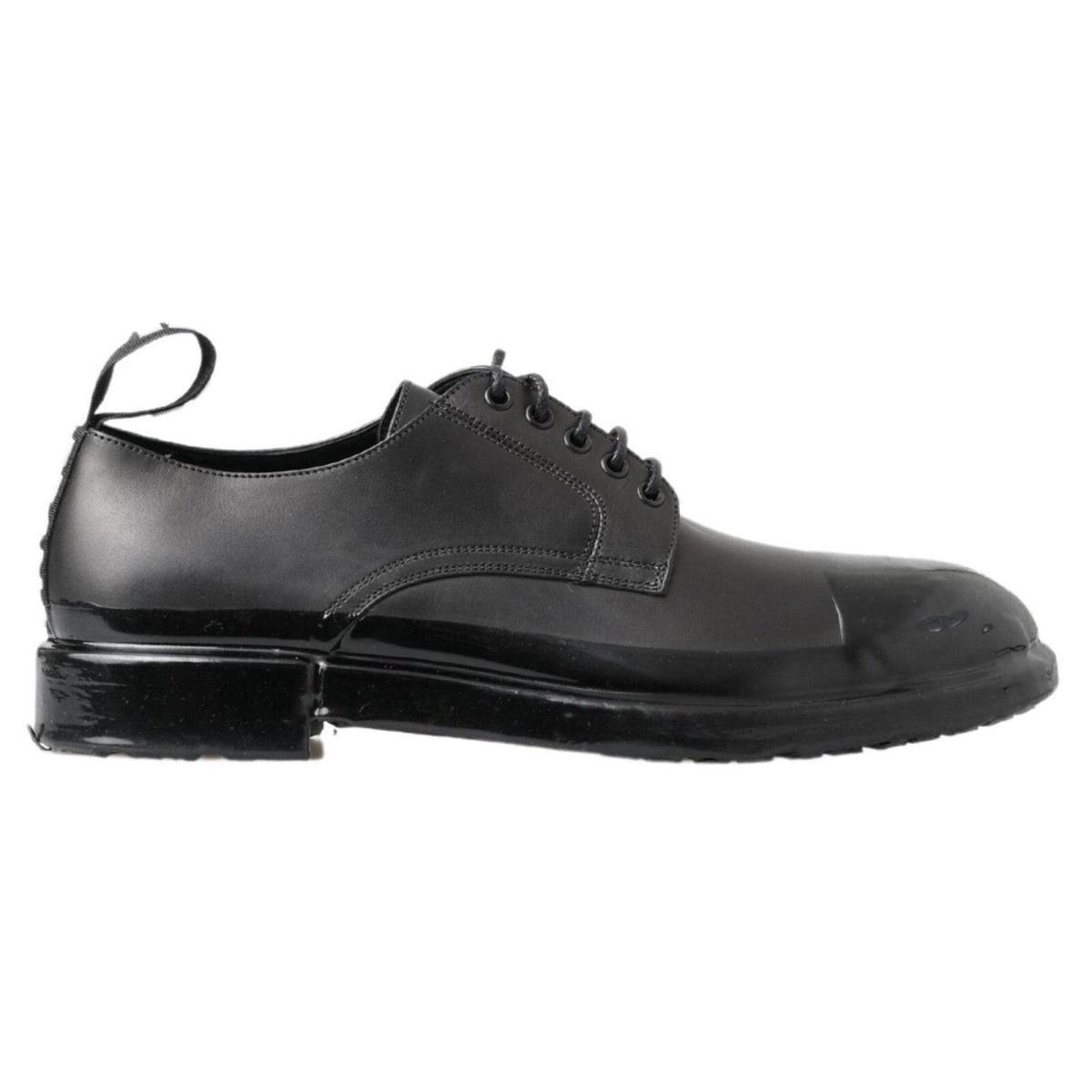 Dolce Gabbana Black Leather Derby Dress Shoes