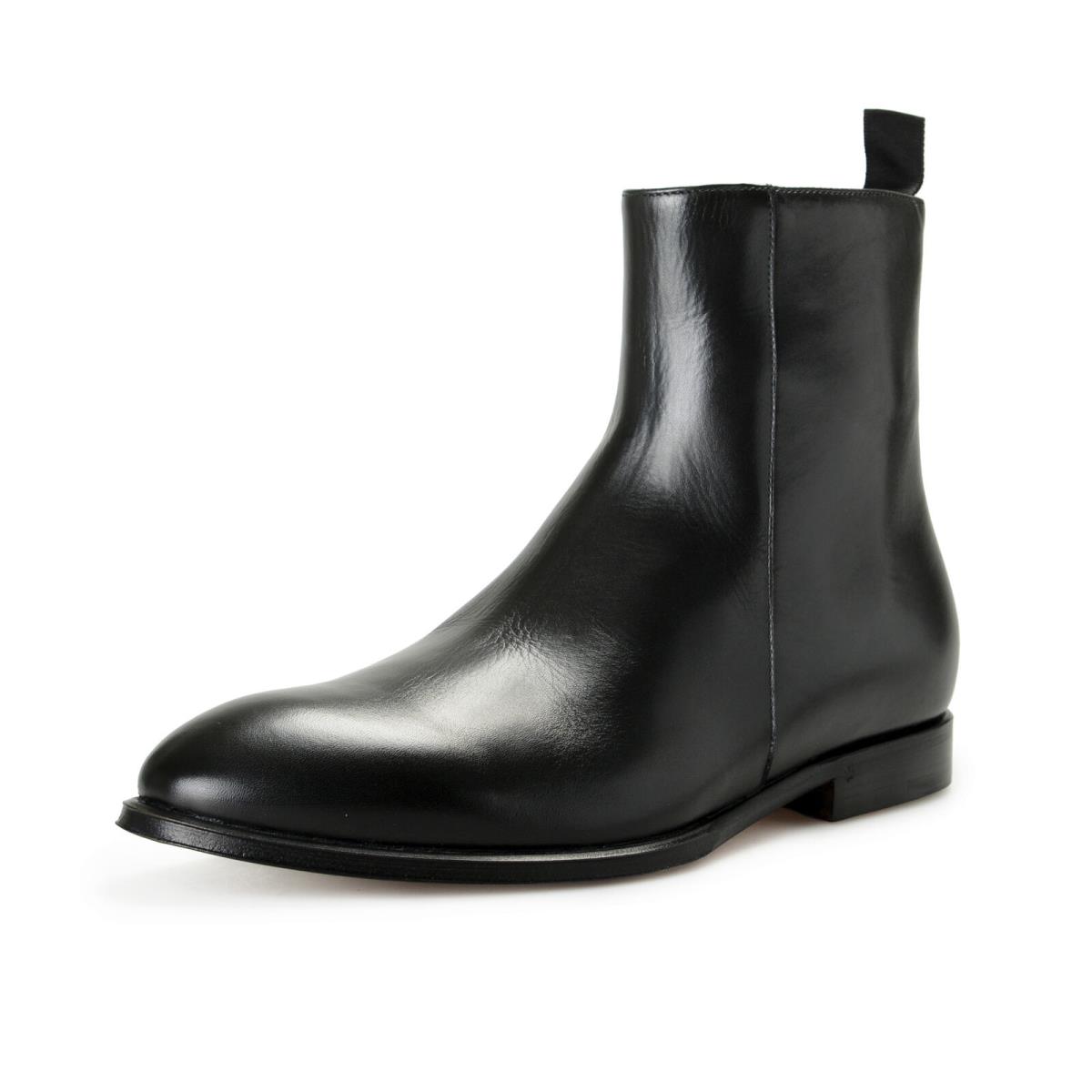 Dolce Gabbana Men`s Black Textured Leather Chelsea Boots Shoes