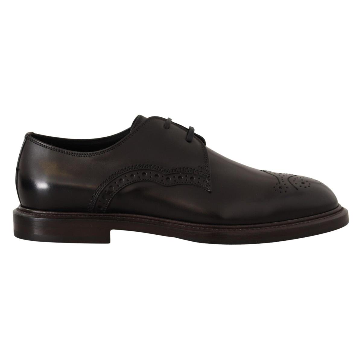 Dolce Gabbana Black Leather Dress Formal Derby Shoes