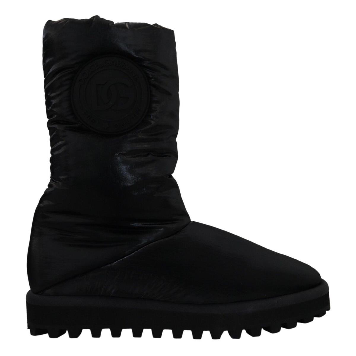 Dolce Gabbana Black Boots Padded Mid Calf Winter Shoes