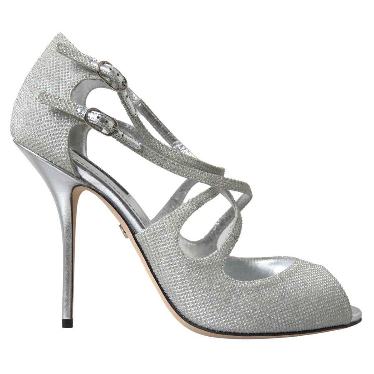 Dolce Gabbana Silver Shimmers Sandals Heel Pumps Shoes