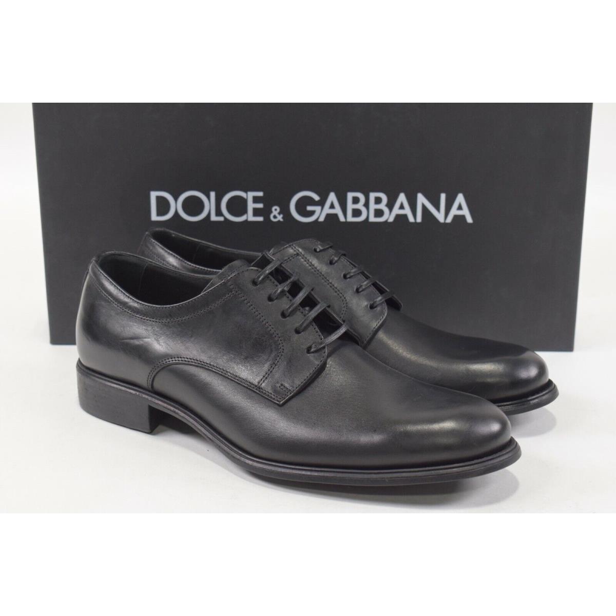 Dolce Gabbana Derby Dress Shoes Size 41 8 US In Solid Black Leather