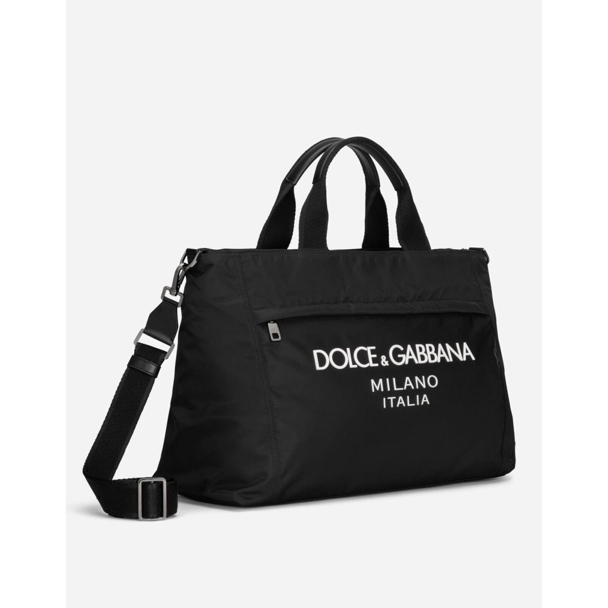 Dolce Gabbana Nero Sicilia Dna Nylon Holdall Bag w/ Rubberized Logo