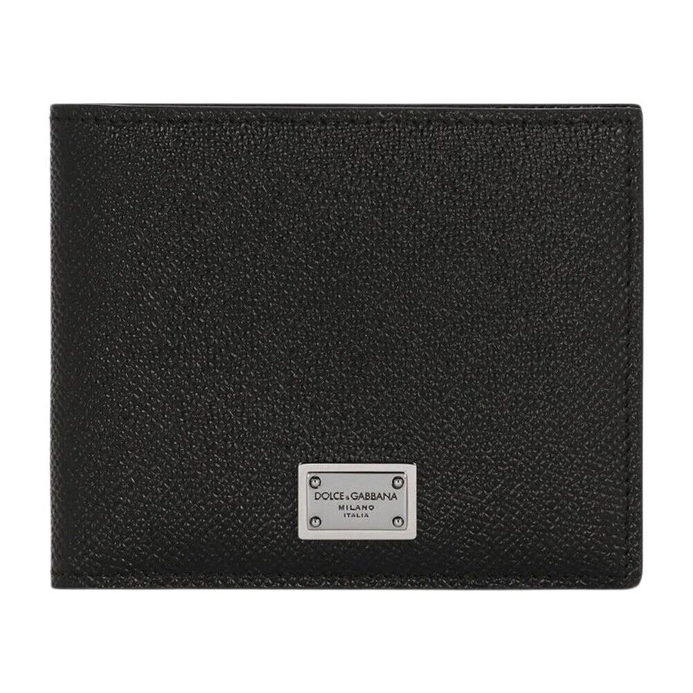 Dolce Gabbana Men`s Calfskin Bifold Wallet with Logo Tag in Gift Box