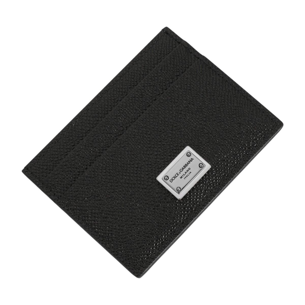 Dolce Gabbana Men`s Calfskin Card Holder with Branded Plate in Gift Box