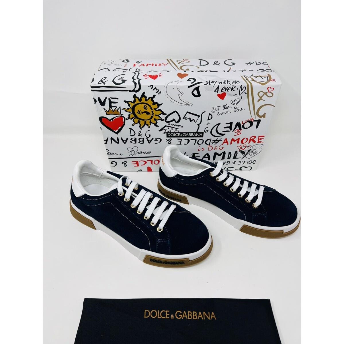 Dolce Gabbana Blue Portifino Suede Shoe Sneakers Size 39 Coa