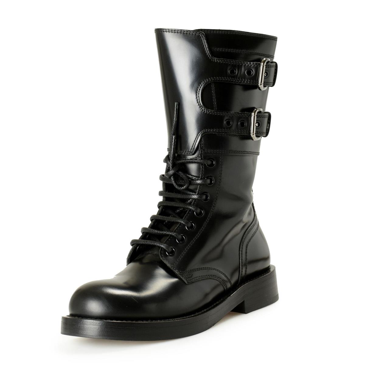 Dolce Gabbana Women`s Black Leather Combat Boots Shoes US 11 IT 41