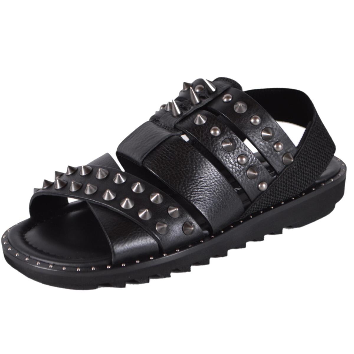 Dolce Gabbana Black Leather Studded Gladiator Sandals Shoes 39.5 6.5