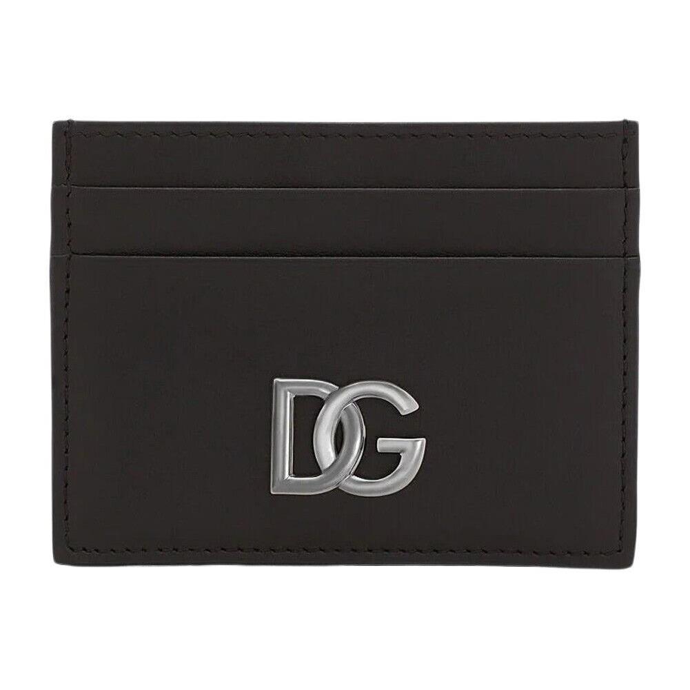 Dolce Gabbana Men`s Calfskin Nappa Card Holder with DG Logo in Gift Box