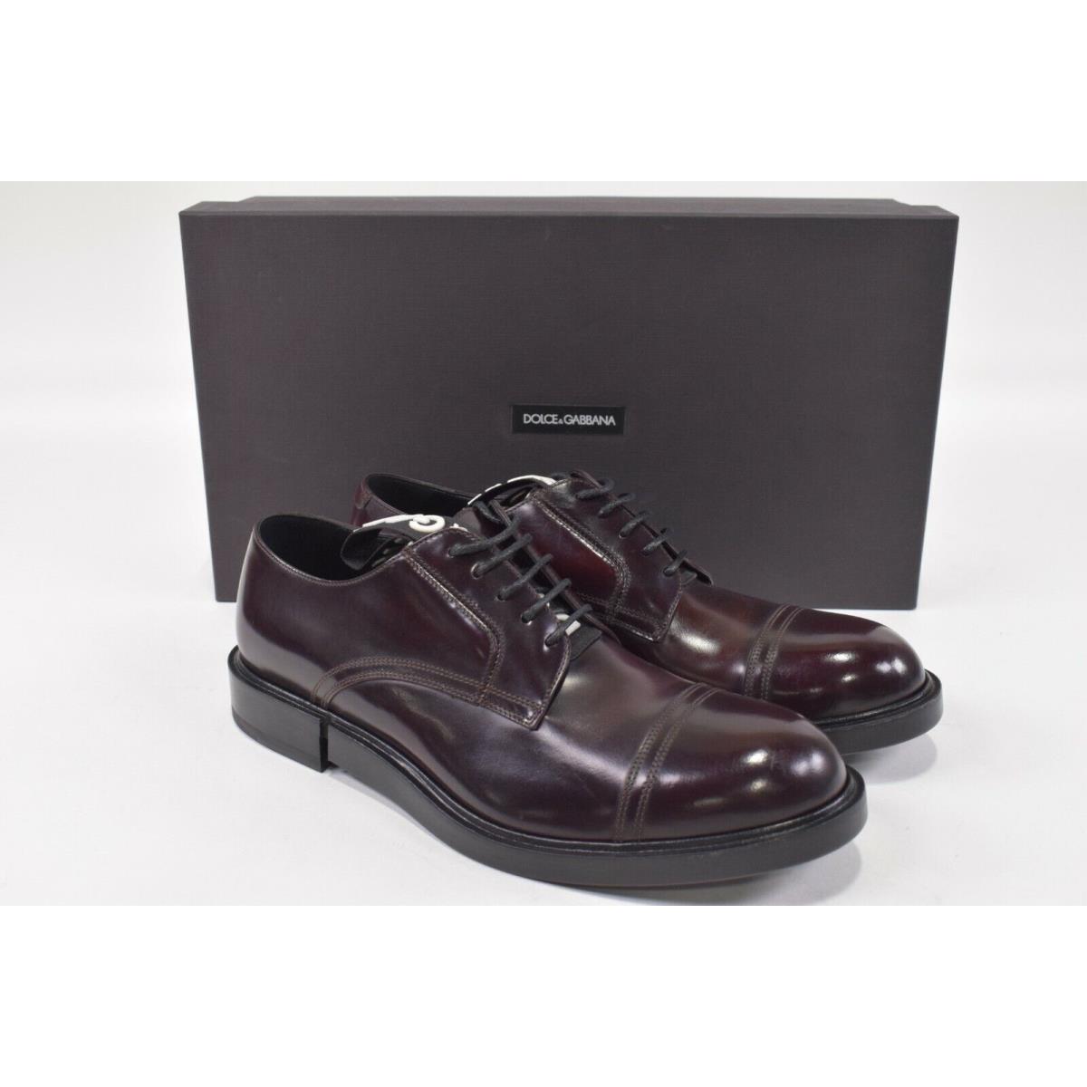 Dolce Gabbana Derby Dress Shoes Size 40 7 US In Cordovan W/ Logo Strap