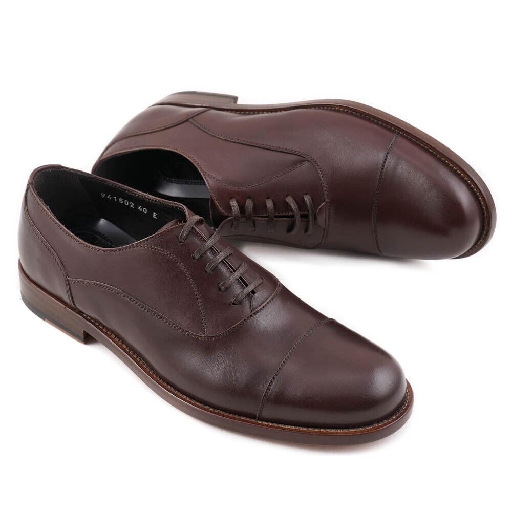 Dolce Gabbana Brown Cap Toe Leather Balmoral US 7 Wide Dress Shoes