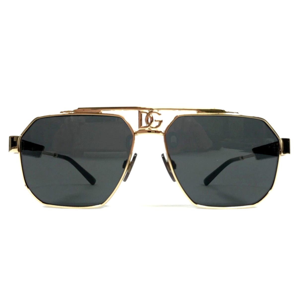 Dolce Gabbana Sunglasses DG2294 02/87 Gold Black Square with Dark Grey Lenses