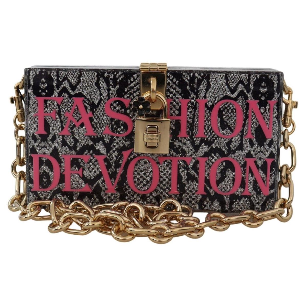 Dolce Gabbana Gray Fashion Devotion Clutch Plexi Sicily Box Purse