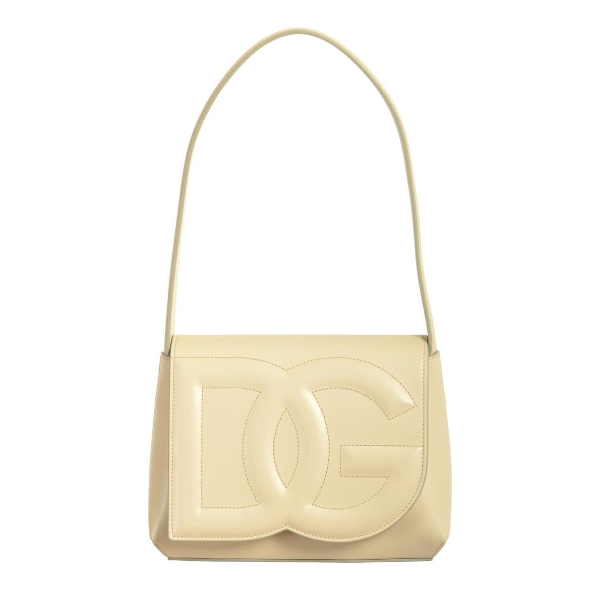 Dolce Gabbana Women`s Beige Leather Logo Handbag Shoulder Bag