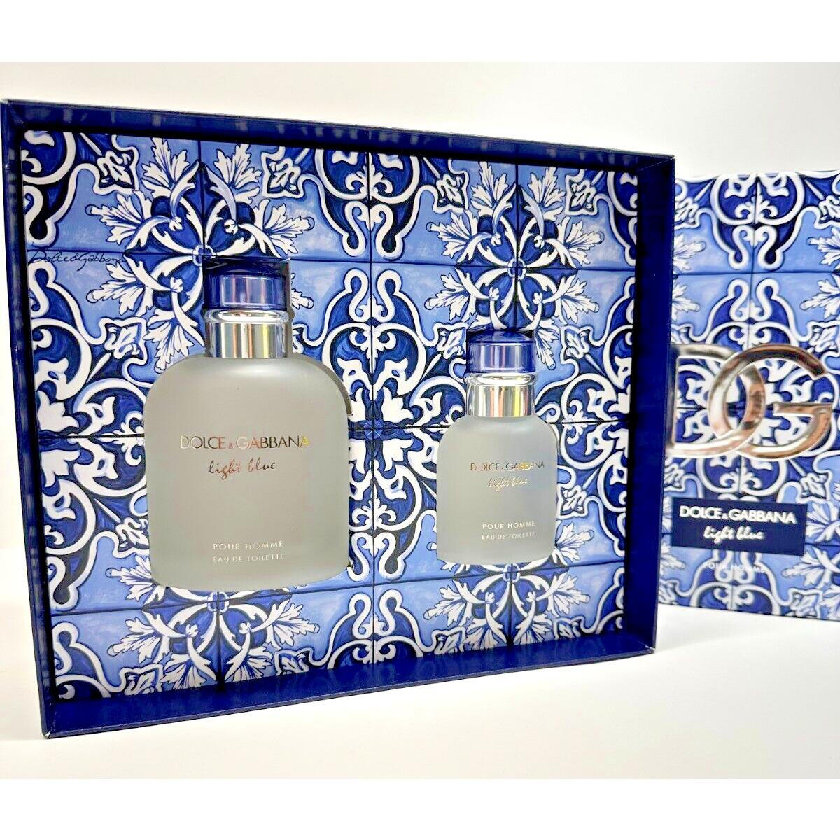 Dolce Gabbana Light Blue Mens Pour Homme Edt 4.2 OZ 2 PC Gift Set