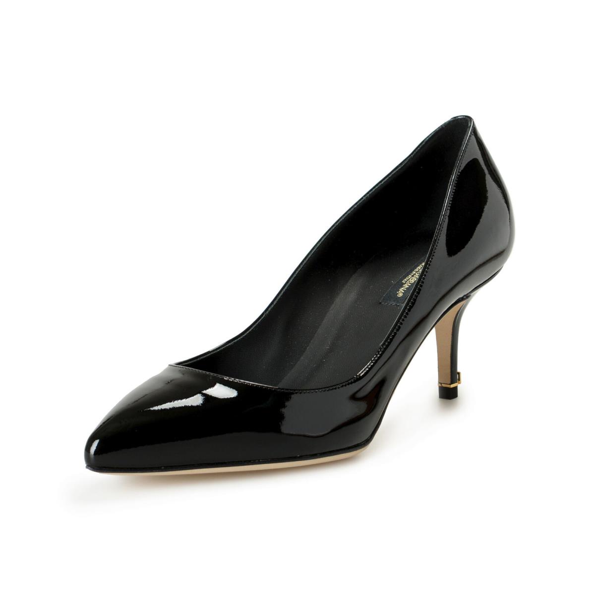 Dolce Gabbana Women`s Black Patent Leather Heeled Pumps Shoes US 8.5 IT 38.5