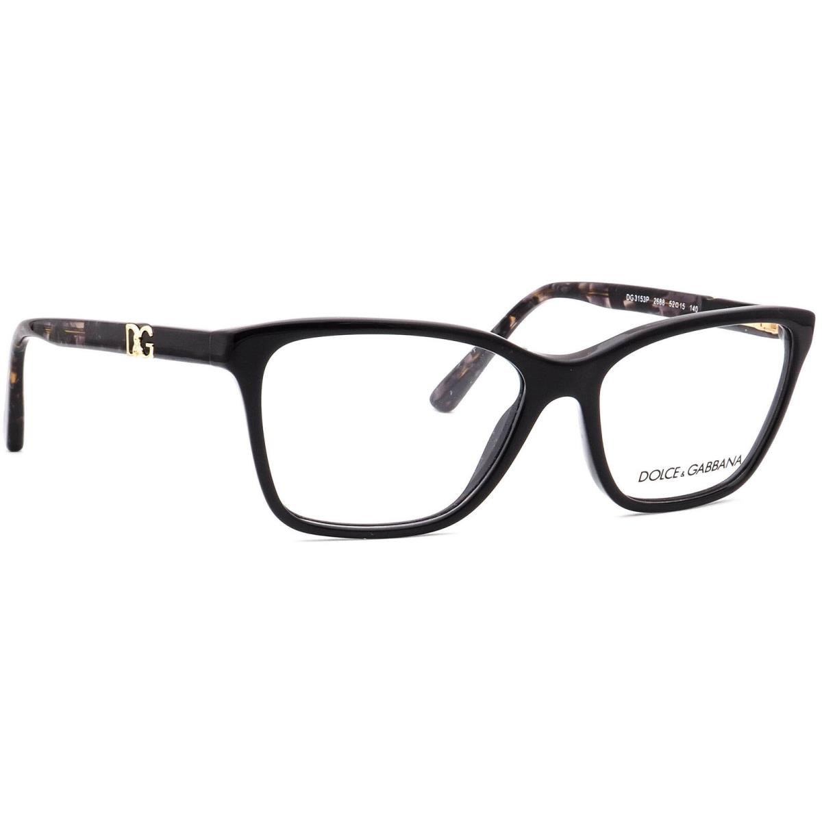 Dolce Gabbana Eyeglasses DG 3153P 2688 Black Semi Butterfly Frame 52 15 140