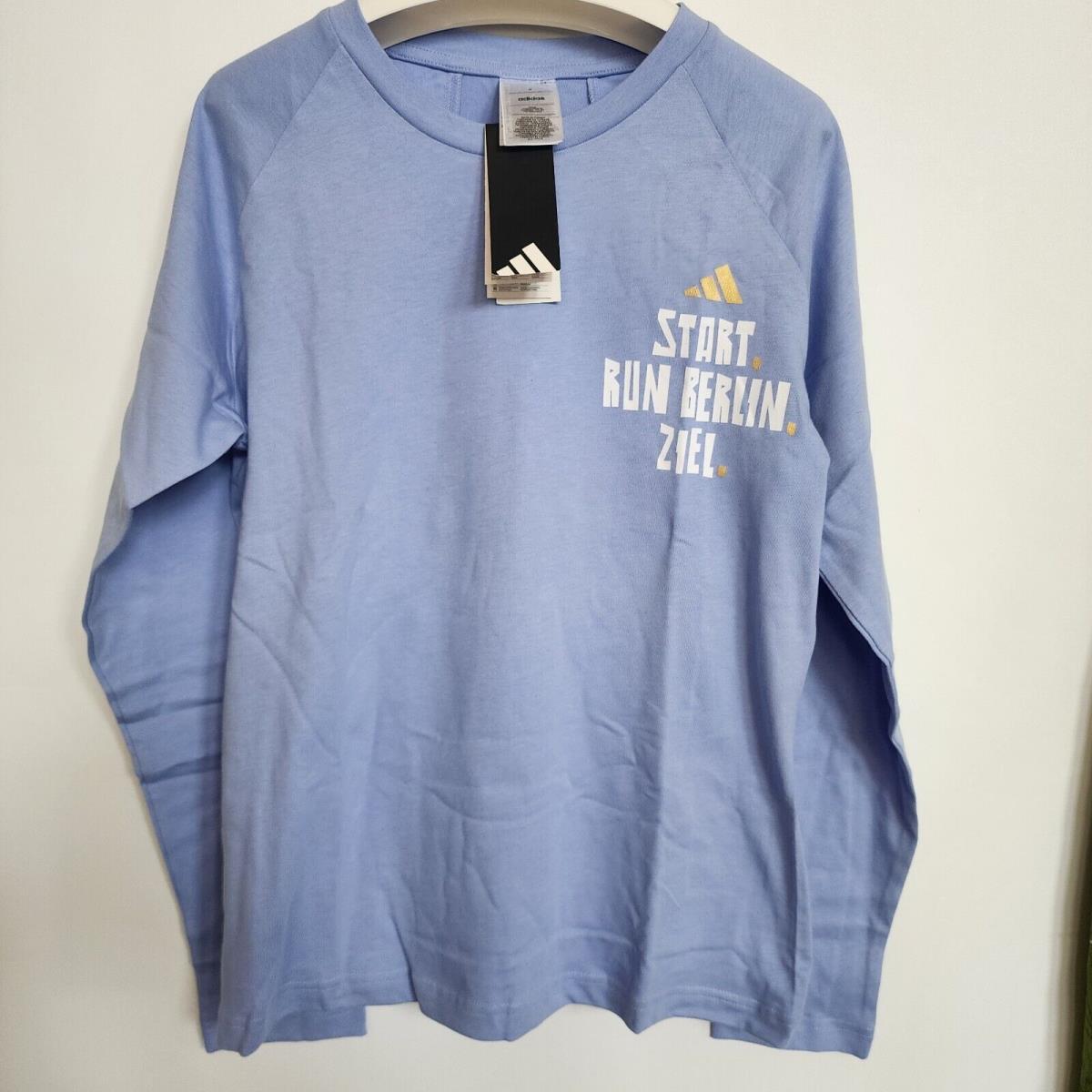 Adidas 50th Bmw Berlin Marathon 2024 Tour Shirt Medium Long Sleeve Womens Blue