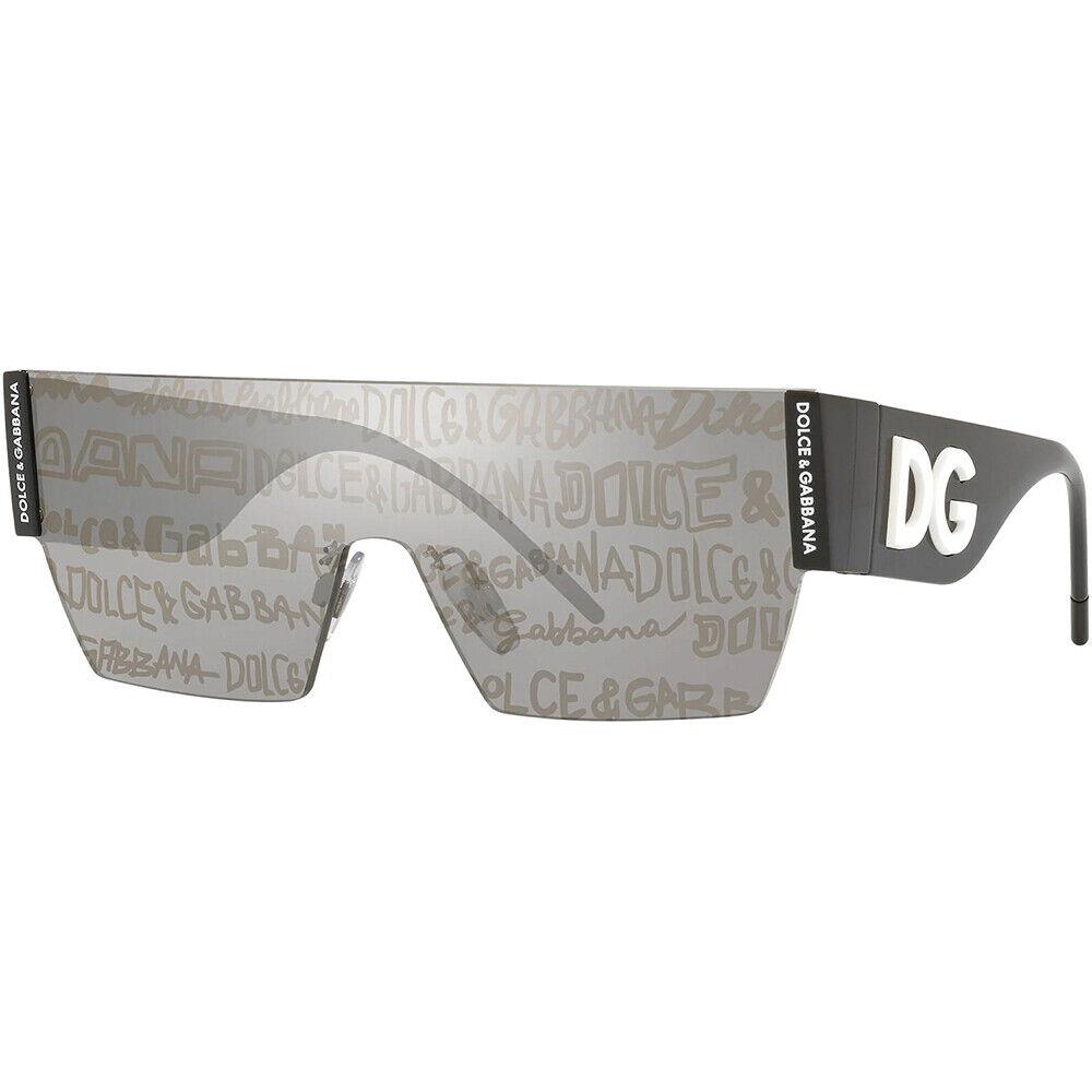 Dolce Gabbana DG 2233 3277K1 Black Plastic Sunglasses Silver Mirror Lens