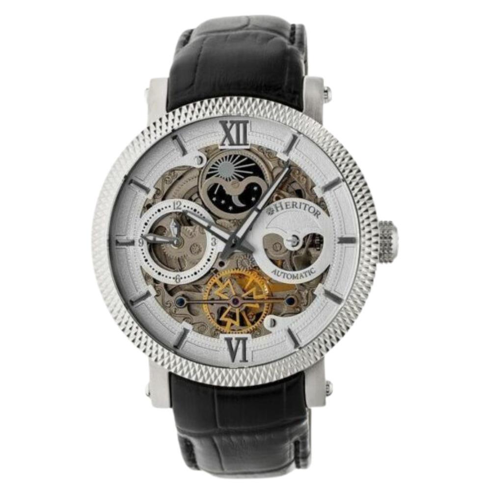 Heritor Automatic Aries Skeleton Leather Band Watch 47mm Wristwatch HERHR4404