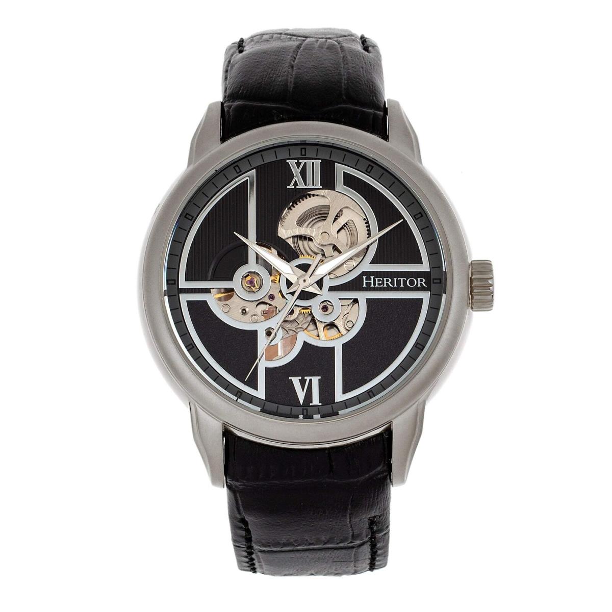 Heritor Automatic Sanford Semi-skeleton Leather-band Watch 45mm Automatic Wristw