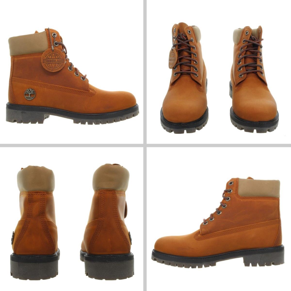 Timberland Men`s Premium 6 Inch Waterproof Orange Boots Multiple Size