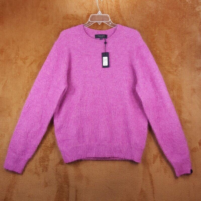 Rag Bone Sweater Mens Medium Pink Pullover Crew Mohair Knit Dillon