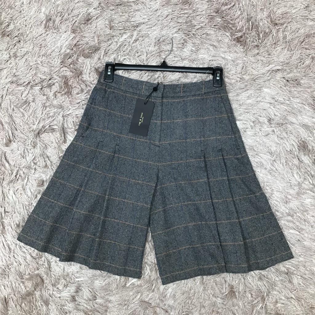 Rag Bone York Womens Lani Pleated Shorts Gray Windowpane High Rise 4