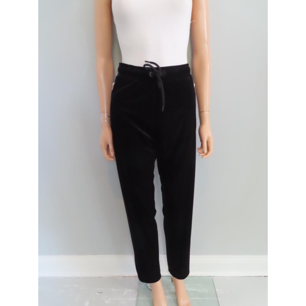 Rag and Bone Black Velvet Zip Track Pants Size M