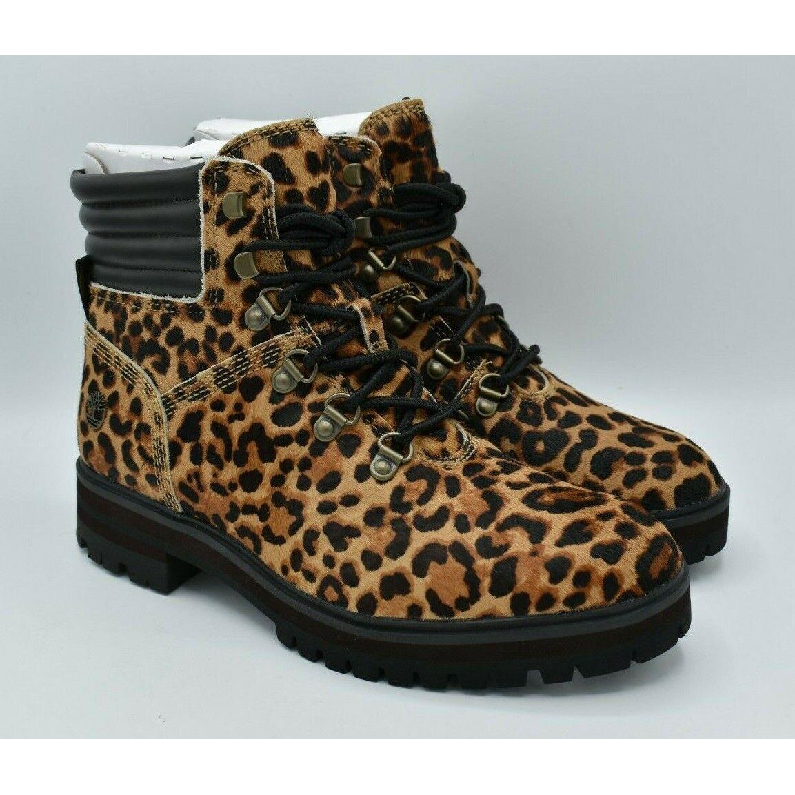 Timberland Womens Size 8.5 London Square Mid Hiker Leopard Leather Boots Shoes