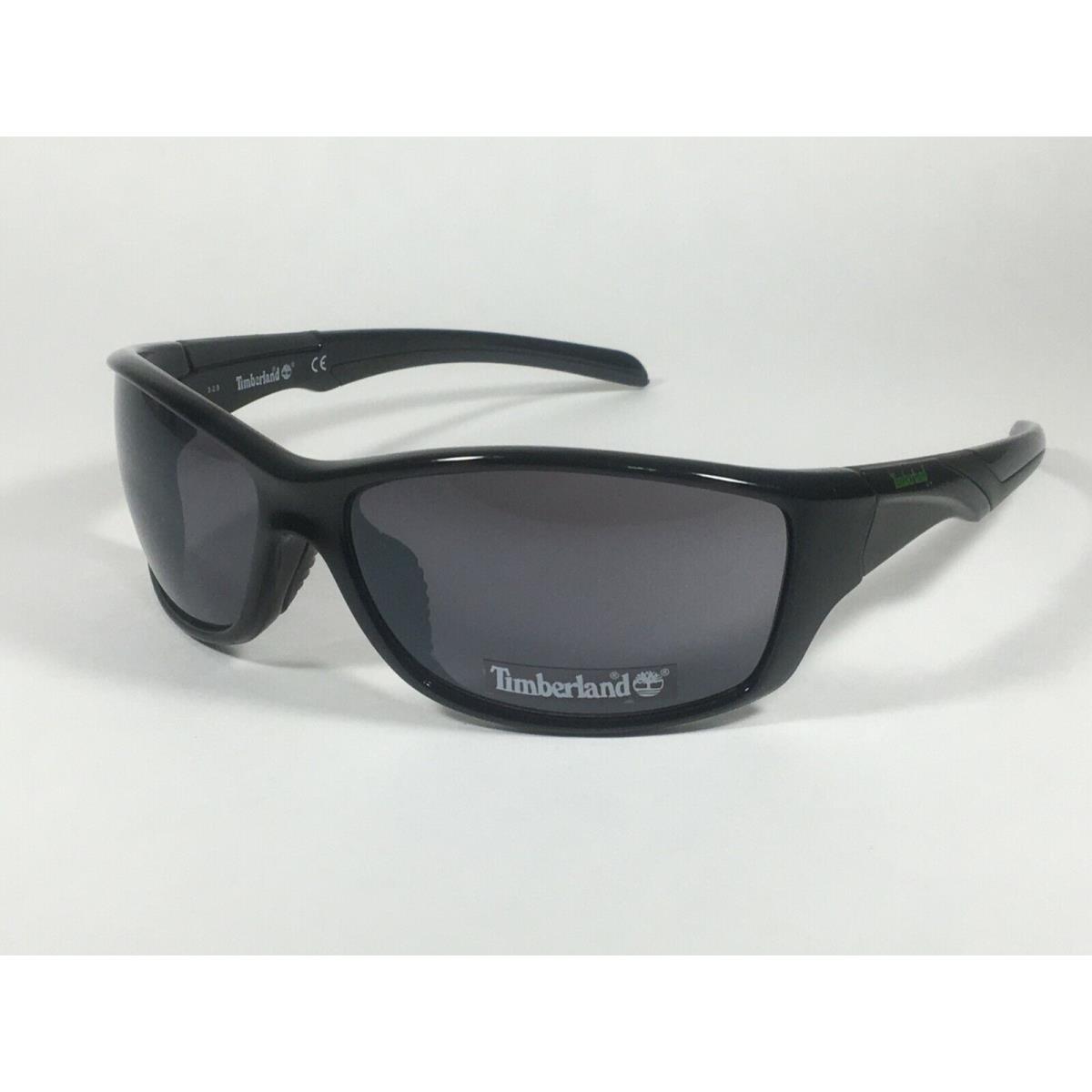 Timberland Sport Wrap Sunglasses Shiny Black Frame Gray Lens TB7150 01C 66mm Men