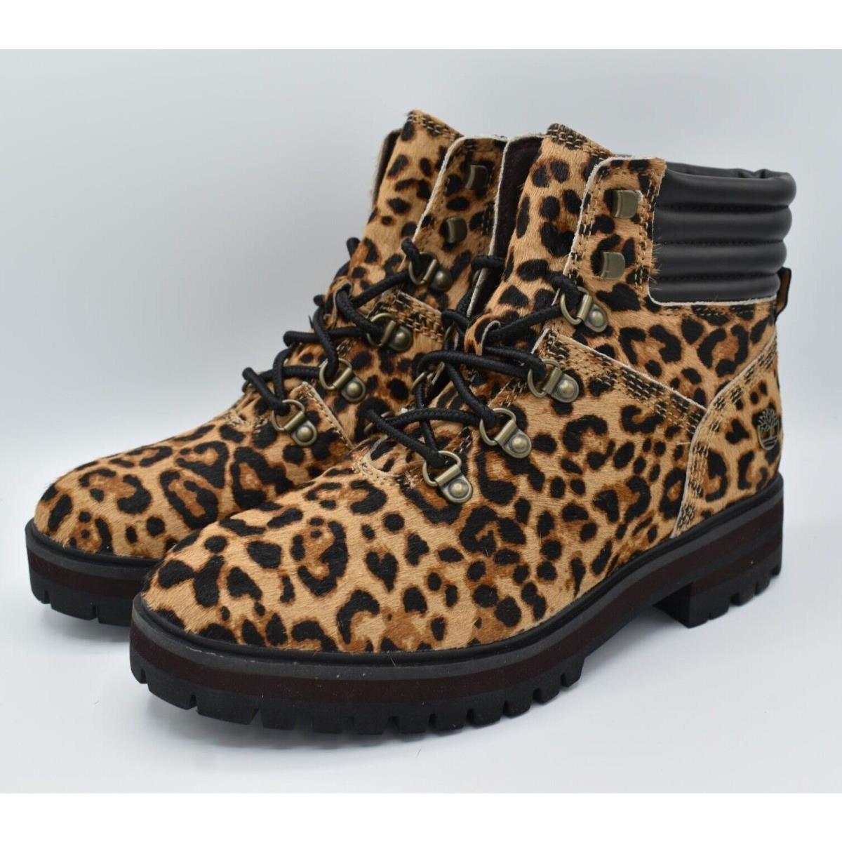 Timberland Womens Size 7.5 London Square Leopard Print Leather Hiker Boots