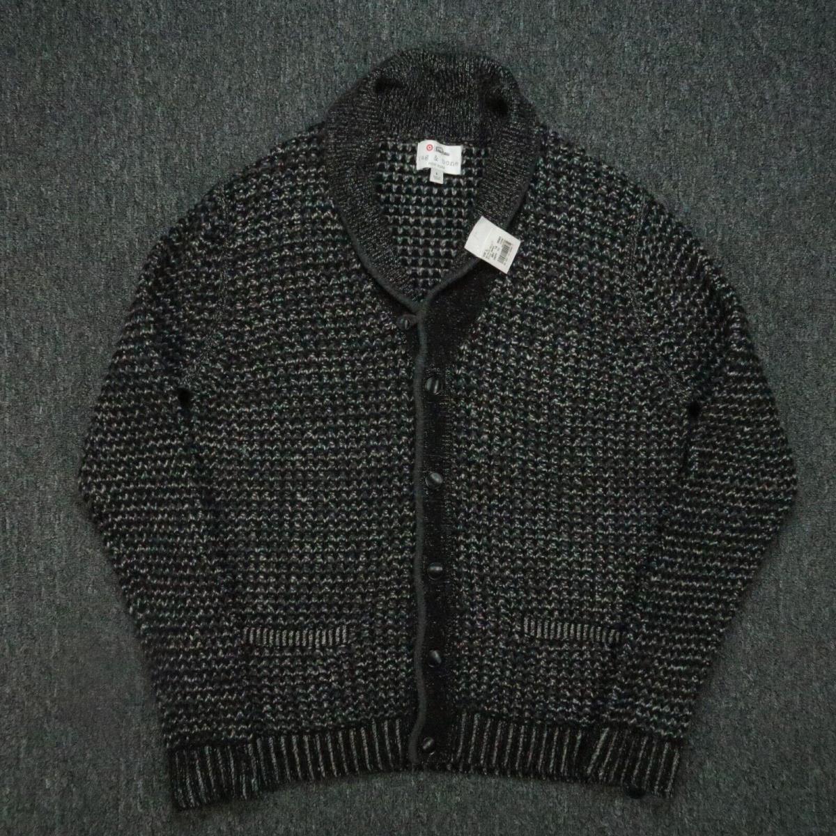 Rag Bone Sweater Womens Large Black Gray Wool Blend Shawl Cardigan