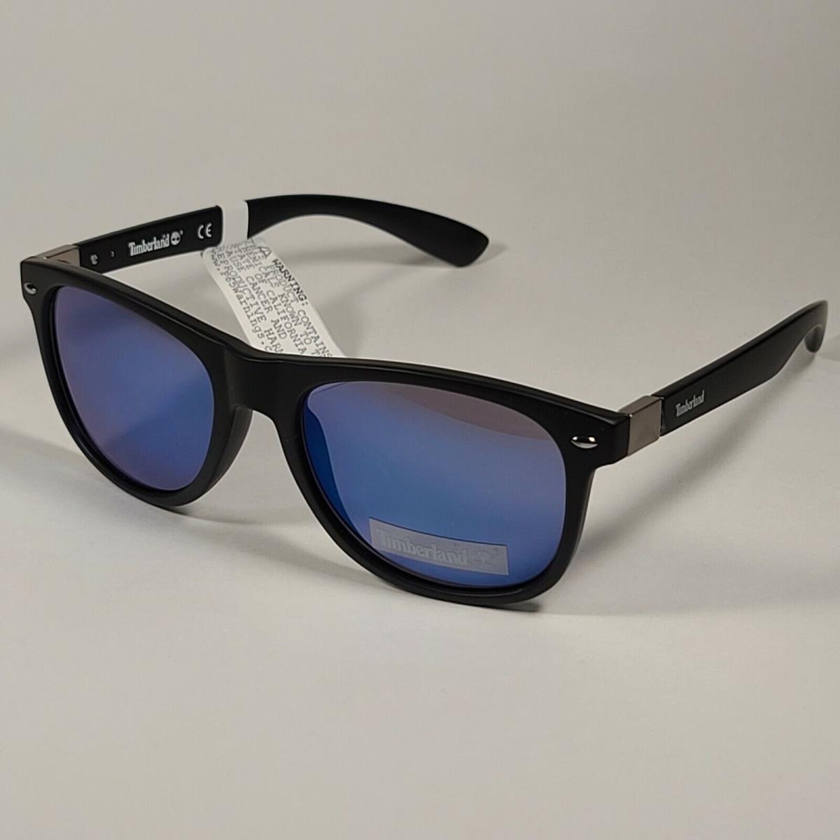 Timberland Men`s TB7154 02X Square Sunglasses Matte Black Blue Mirror Lens 56mm