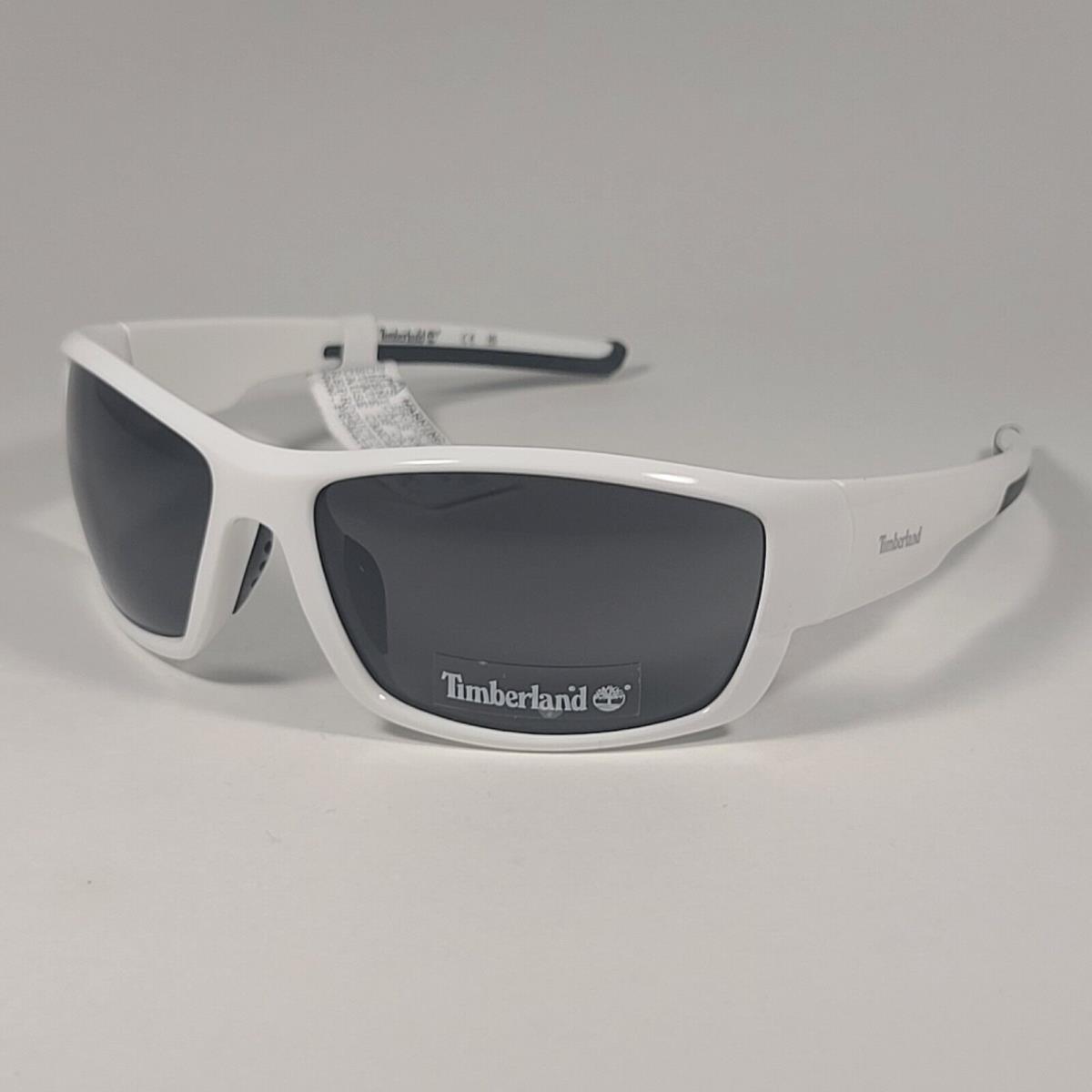 Timberland Men`s Wrap Sunglasses White / Matte Black Frame Gray Lens TB7171 21A