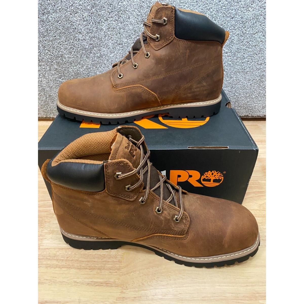 Timberland Pro Boots Men`s Size 12 M Soft Toe Gritstone 6 Work Brown Leather