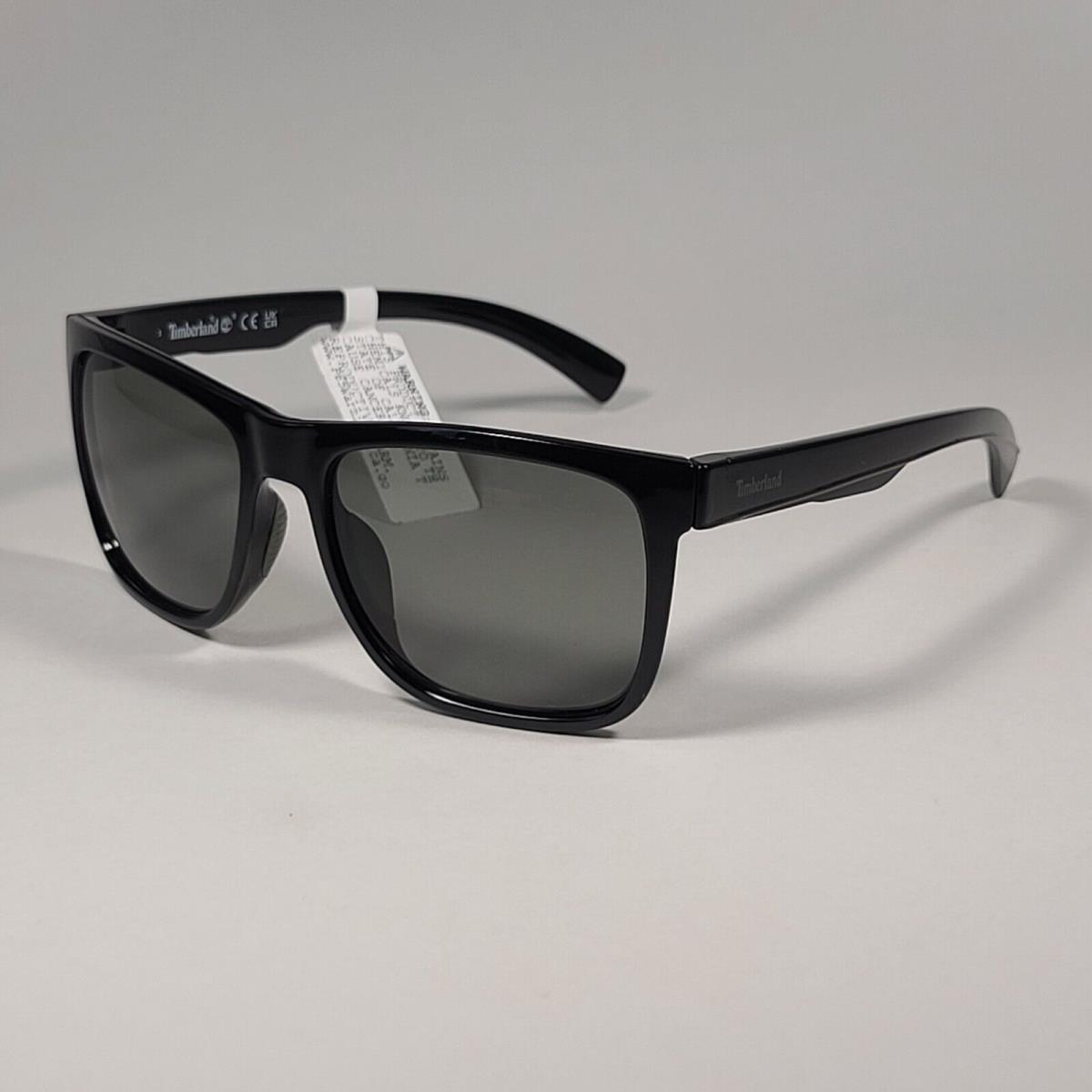 Timberland Men`s Square Sport TB7269 01N Sunglasses Shiny Black Green Lens 56mm