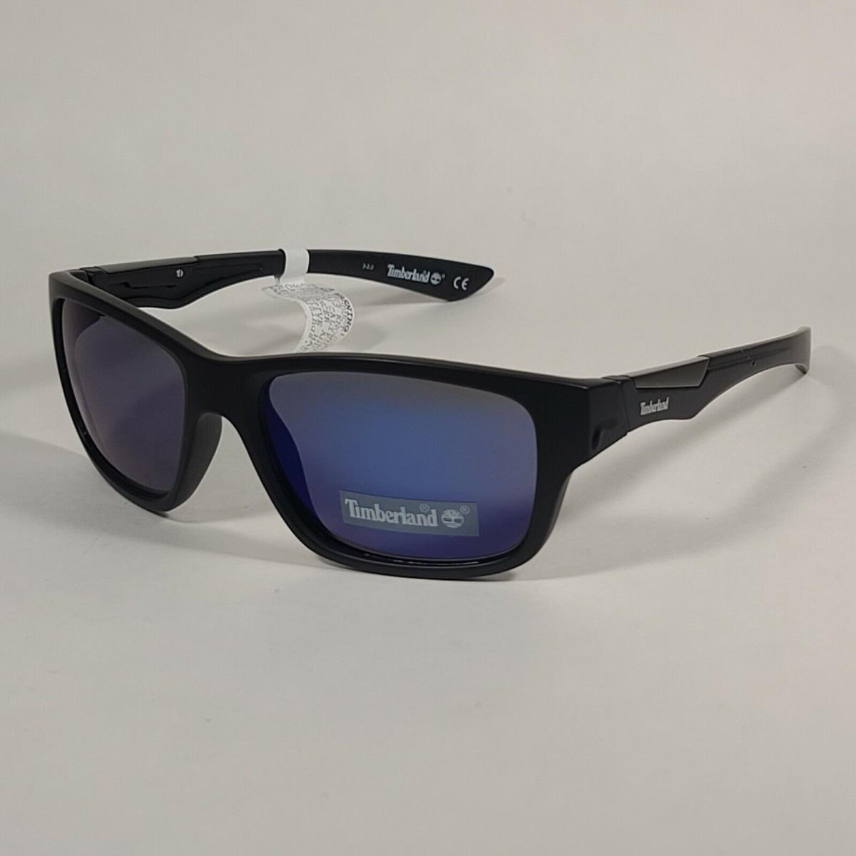 Timberland TB7155 02X Sport Sunglasses Matte Black Frame Blue Mirror Flash Lens