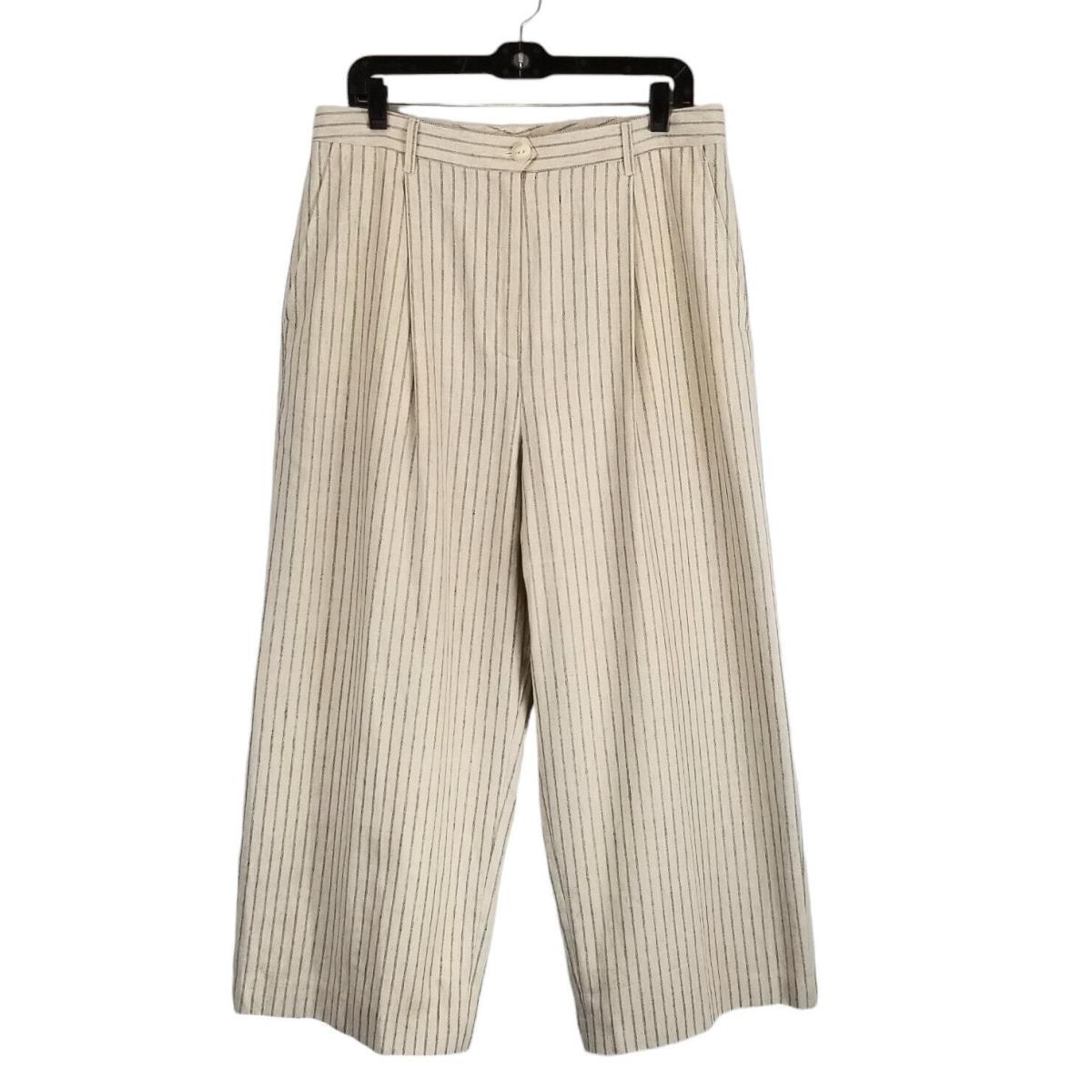 Rag Bone Women`s Natural Stripe Ivy Stripe Culotte Wide Leg Pants Size 12