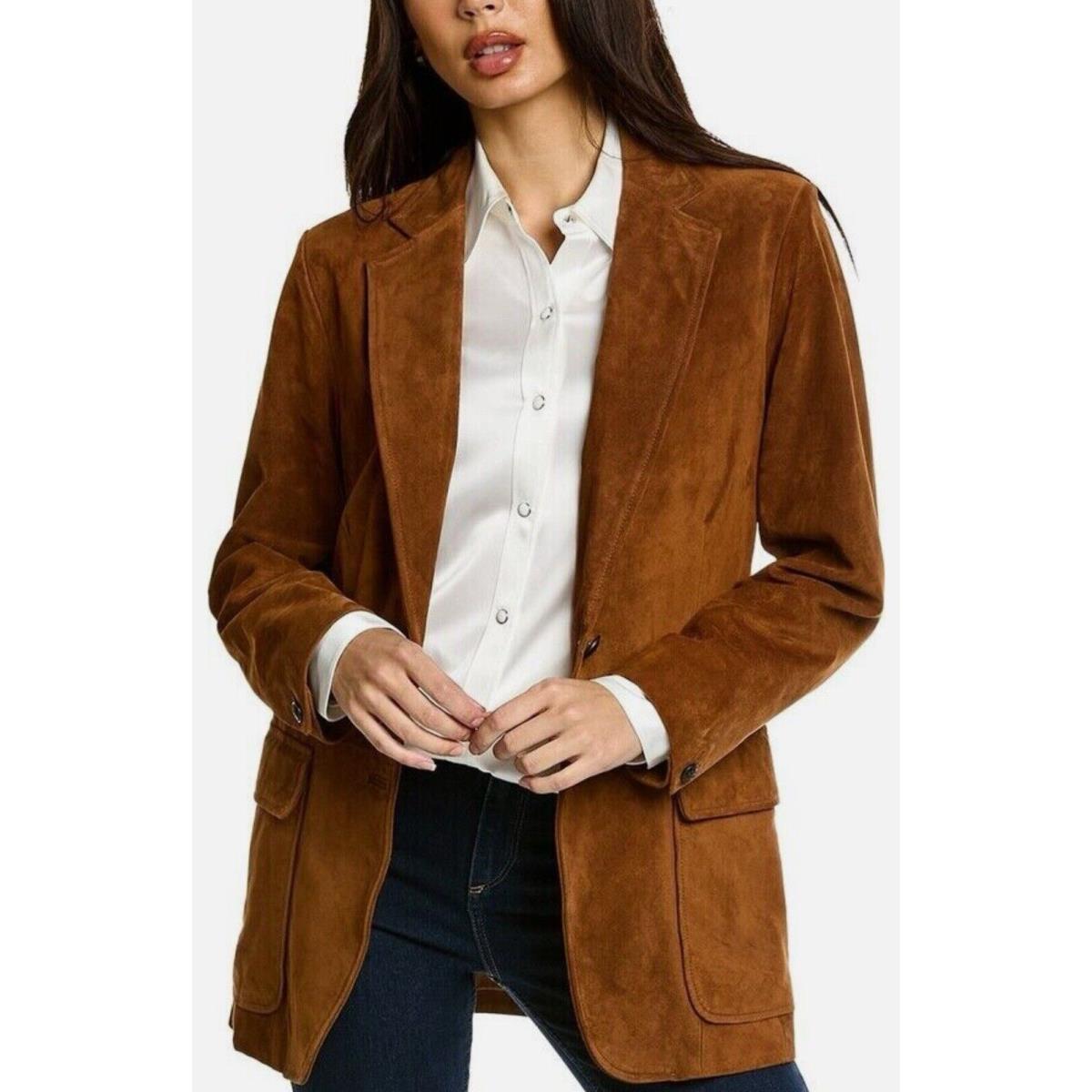 Rag Bone Womens Cody Suede Relaxed Fit Blazer Jaket Size 8 Brown