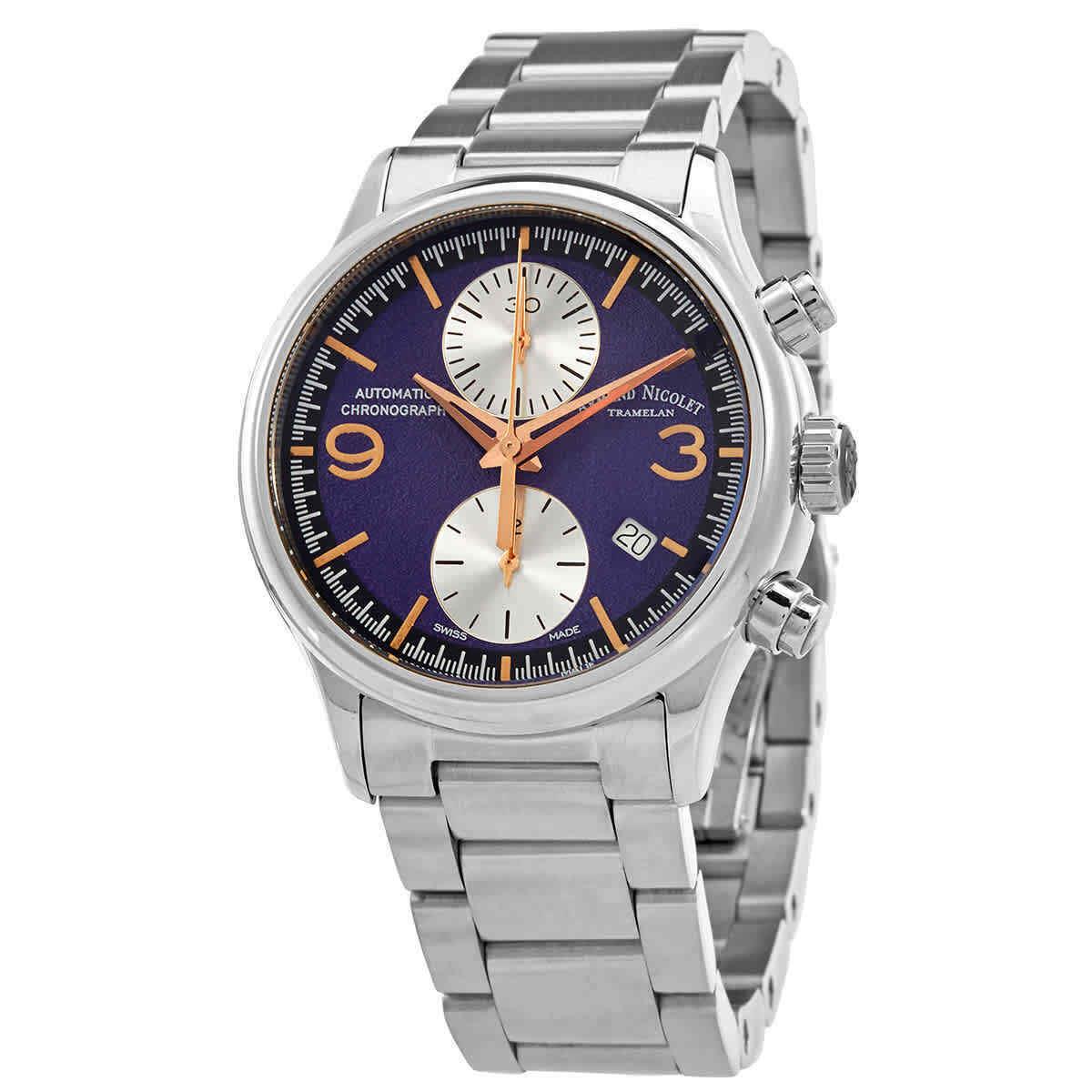 Armand Nicolet Mha Chronograph Automatic Blue Dial Men`s Watch A844HAA-BS-M2850A