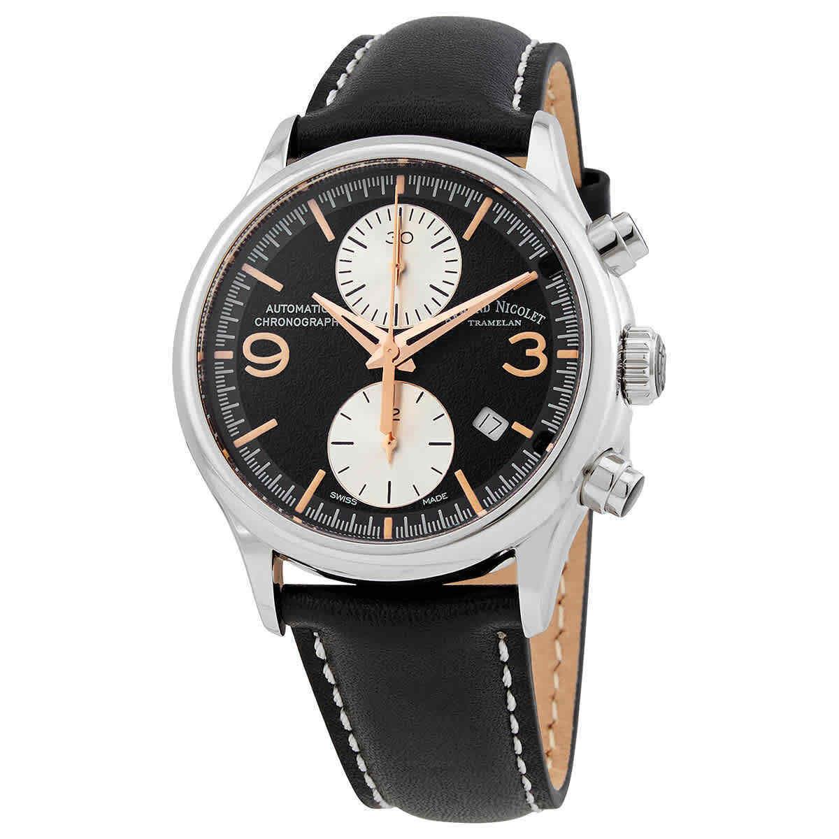 Armand Nicolet Mha Chronograph Automatic Black Dial Mens Watch A844HAA-NSP140NR2